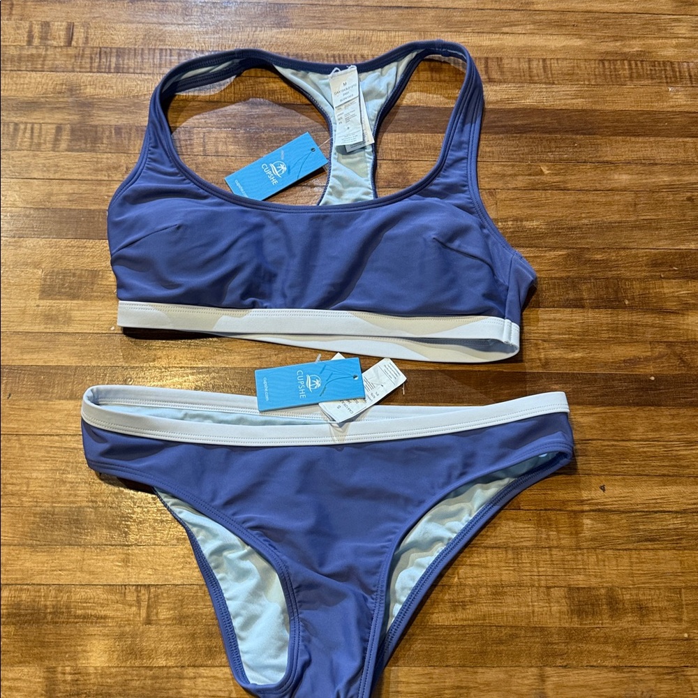 CUPSHE Women's Scoop Bikini Swim Top & Bottoms NWT S/M (g1) - Picture 5 of 7